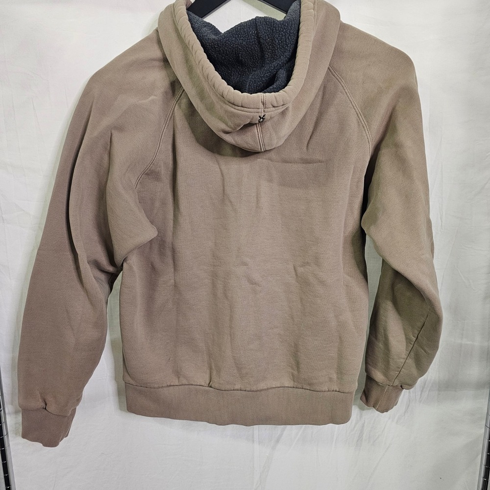 Columbia Mens Sherpa Lined Hood Full Zip Sweatshirt Tan Brown Small Work Wear - Picture 6 of 10